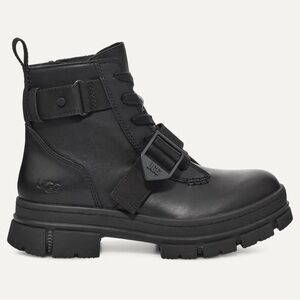 UGG Black Leather Ankle Boots